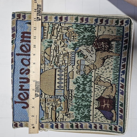 Jerusalem Camel Zippered Woven Tote Cloth Bag Purse Holy Land Israel Vintage - Picture 4 of 6